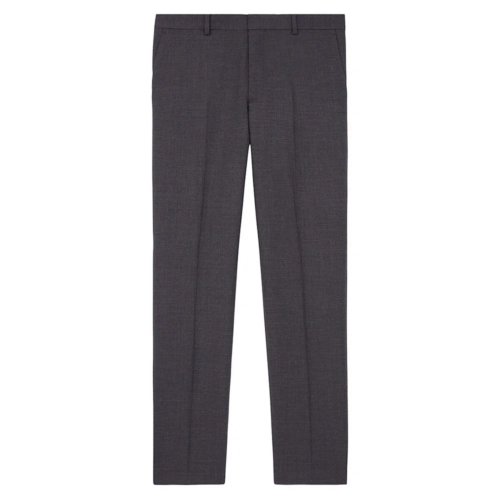 Regular-Fit Houndstooth Wool Suit Pants