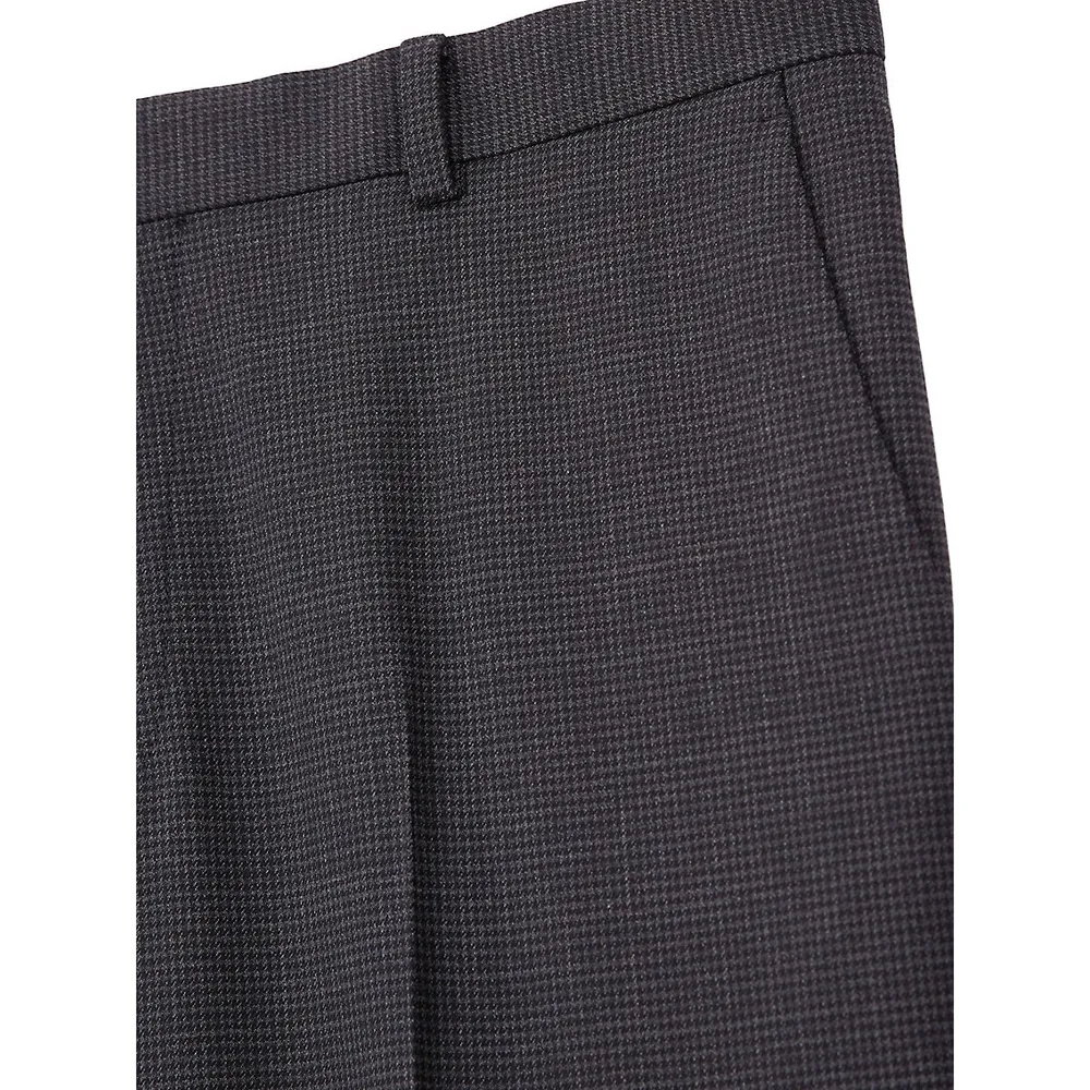 Regular-Fit Houndstooth Wool Suit Pants