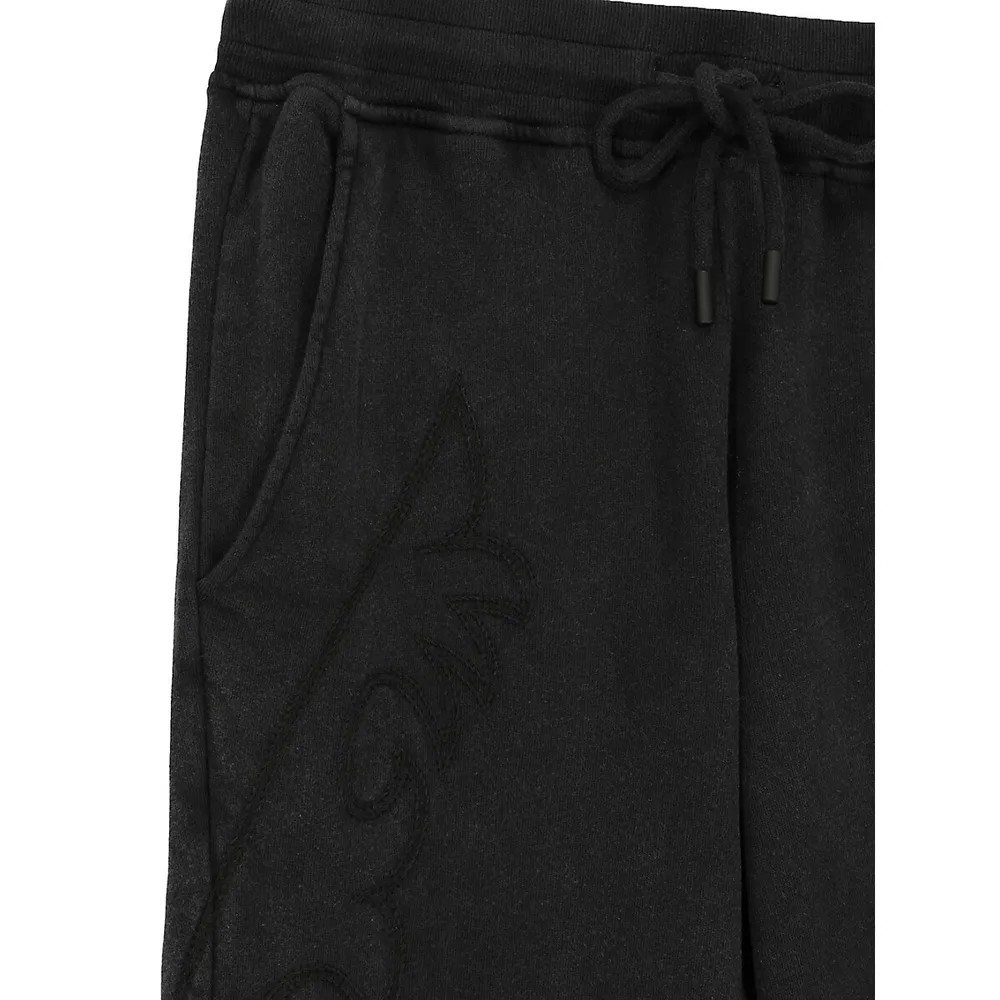 Western-Embroidered Drawstring Pants