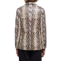 Snakeskin-Print Leather Blazer