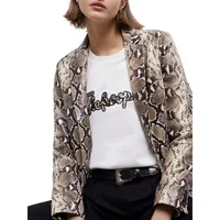 Snakeskin-Print Leather Blazer