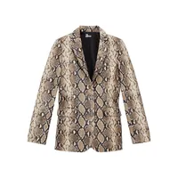 Snakeskin-Print Leather Blazer