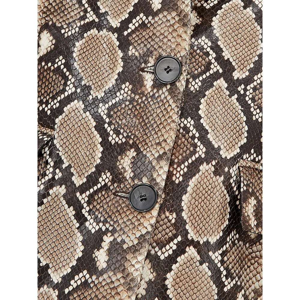 Snakeskin-Print Leather Blazer