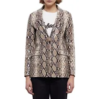 Snakeskin-Print Leather Blazer