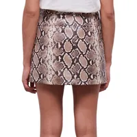 Snakeskin-Print Leather Mini Skirt