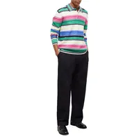 Gradient-Striped Wool-Blend Polo Sweater