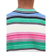 Gradient-Striped Wool-Blend Polo Sweater
