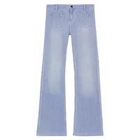 Low-Rise Striped Flared Jeans