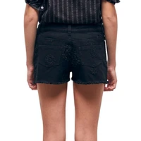 Broderie Anglaise Denim Shorts