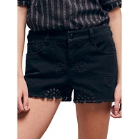 Broderie Anglaise Denim Shorts