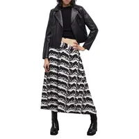 Panther-Print Hipster Midi Skirt