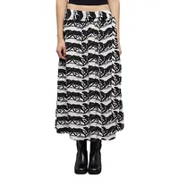 Panther-Print Hipster Midi Skirt