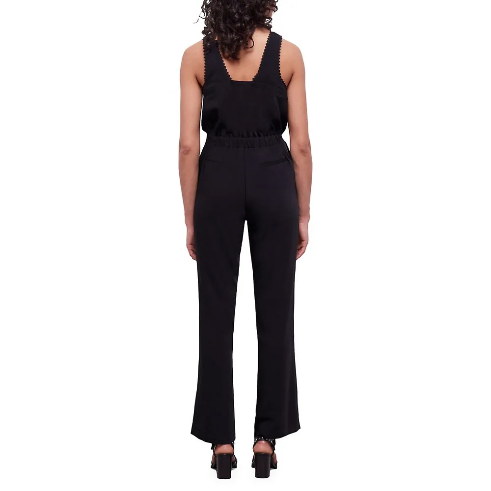 Lace-Trim Sleeveless Jumpsuit