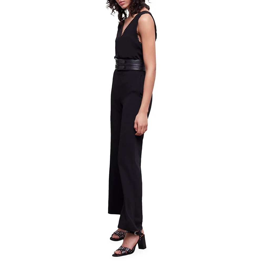 Lace-Trim Sleeveless Jumpsuit