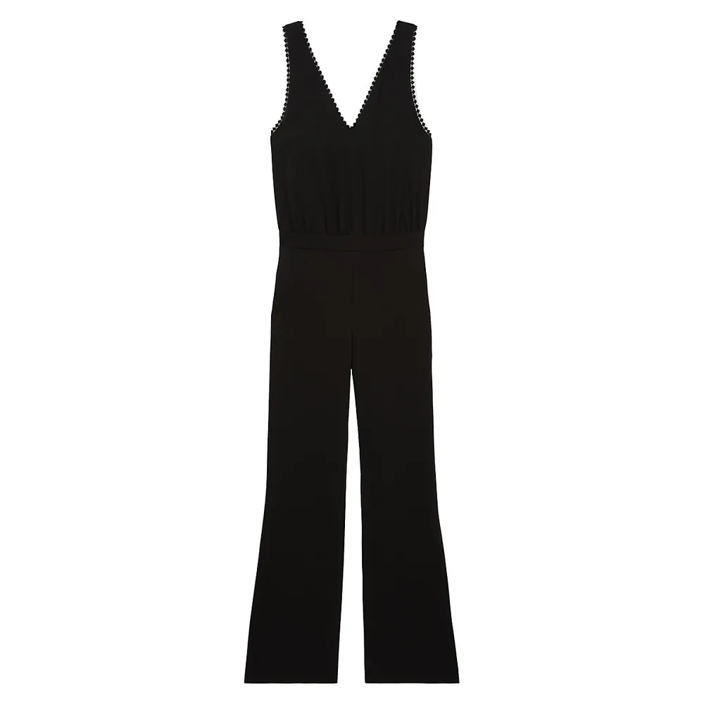 Lace-Trim Sleeveless Jumpsuit