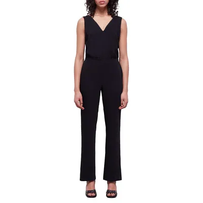 Lace-Trim Sleeveless Jumpsuit