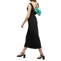 Lace-Trim V-Neck Sleeveless Midi Dress