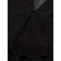 Sheer-Sleeve Layered Ruffle Mini Dress