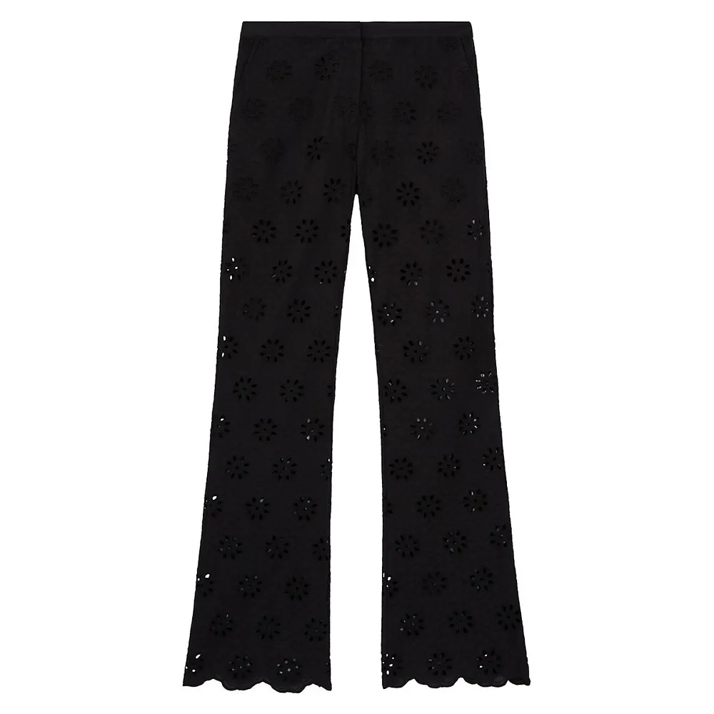 Broderie Anglaise Flared Pants