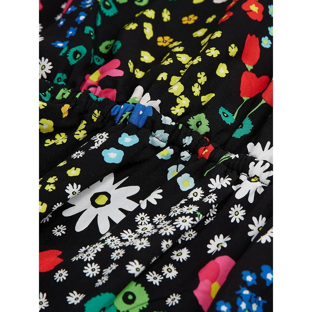 Floral-Print Strappy Wrap Midi Dress