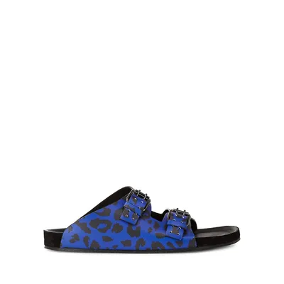Leopard-Print Leather Sandals