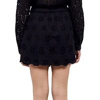 Openwork Embroidery Mini Skirt