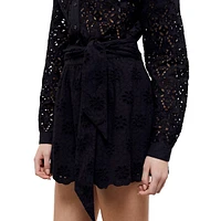 Openwork Embroidery Mini Skirt