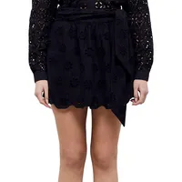 Openwork Embroidery Mini Skirt