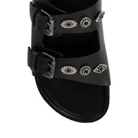 Studded Double-Strap Leather Sandals