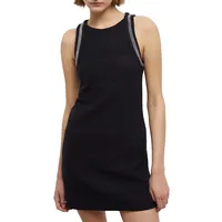 Chain-Trim Mini Knit Dress