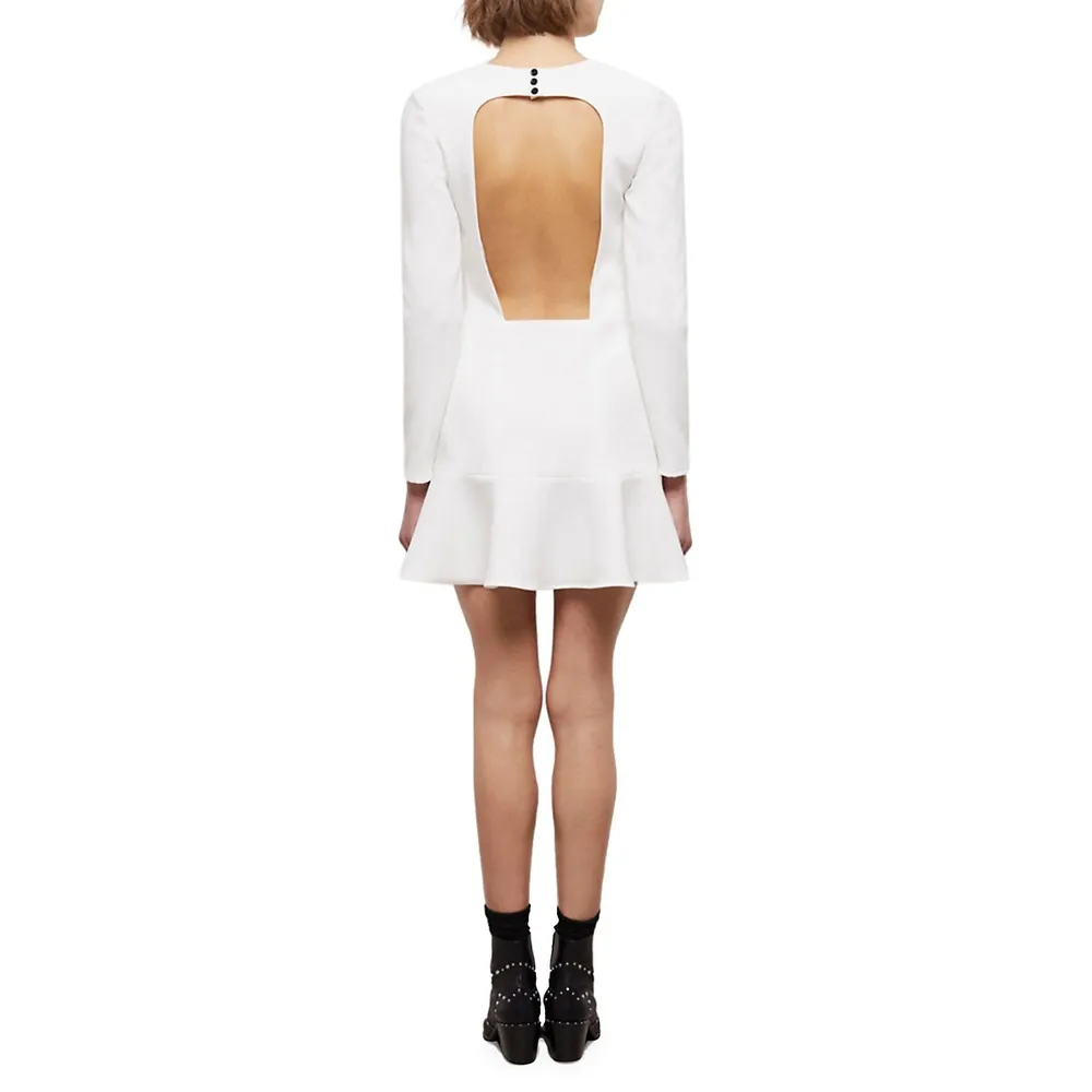 Open-Back Ruffled-Hem Mini Dress