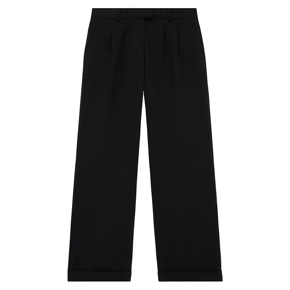 Cuffed Wide-Leg Pants