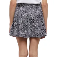 Paisley-Print Belted Mini Skirt