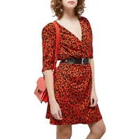 Leopard-Print Wrap Mini Dress