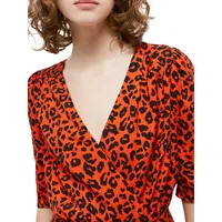 Leopard-Print Wrap Mini Dress