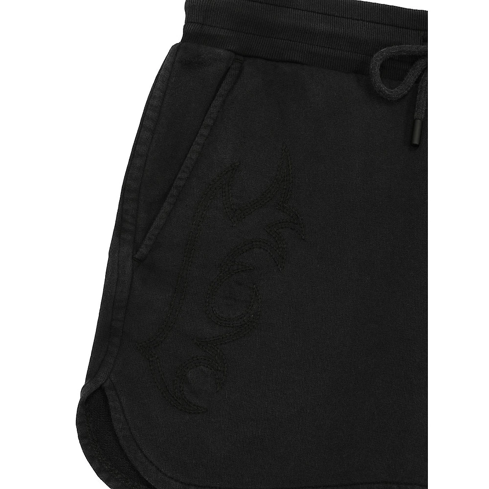 Western-Style Embroidered Fleece Shorts