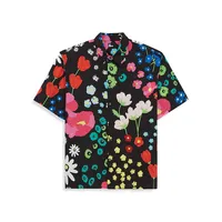 Loose-Fit Floral-Print Cotton Shirt