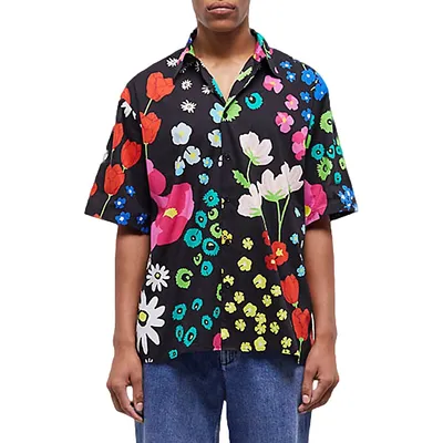 Loose-Fit Floral-Print Cotton Shirt