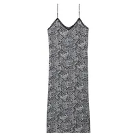 Paisley-Print Midi Slip Dress