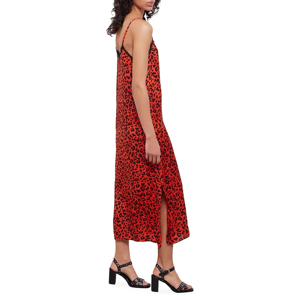 Leopard-Print Midi Slip Dress