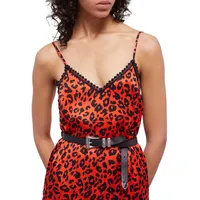 Leopard-Print Midi Slip Dress