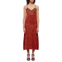 Leopard-Print Midi Slip Dress