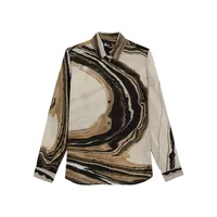 Marble-Print Silk Shirt