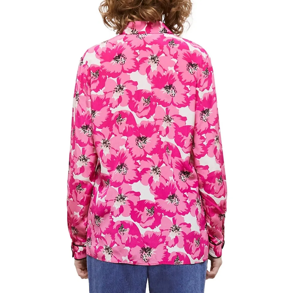 Floral-Print Silk Shirt