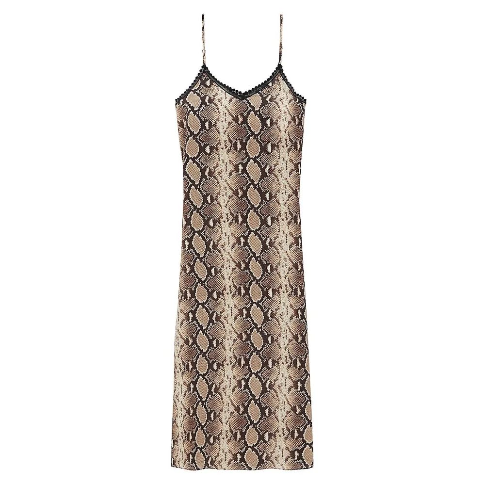 Python-Print Silk Midi Slip Dress