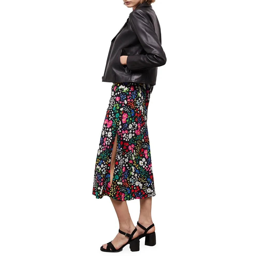 Floral-Print Midi Skirt