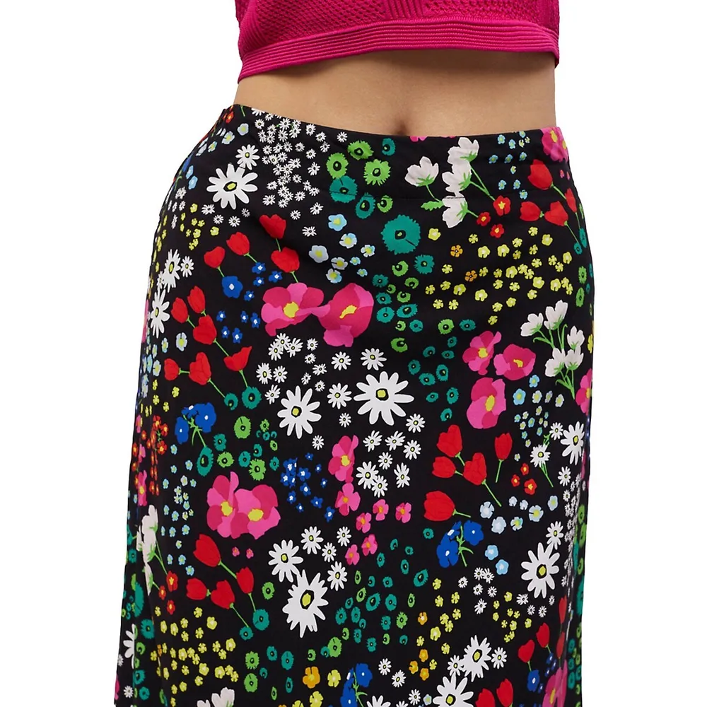 Floral-Print Midi Skirt