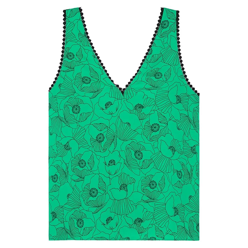 Poppy-Print Sleeveless Top