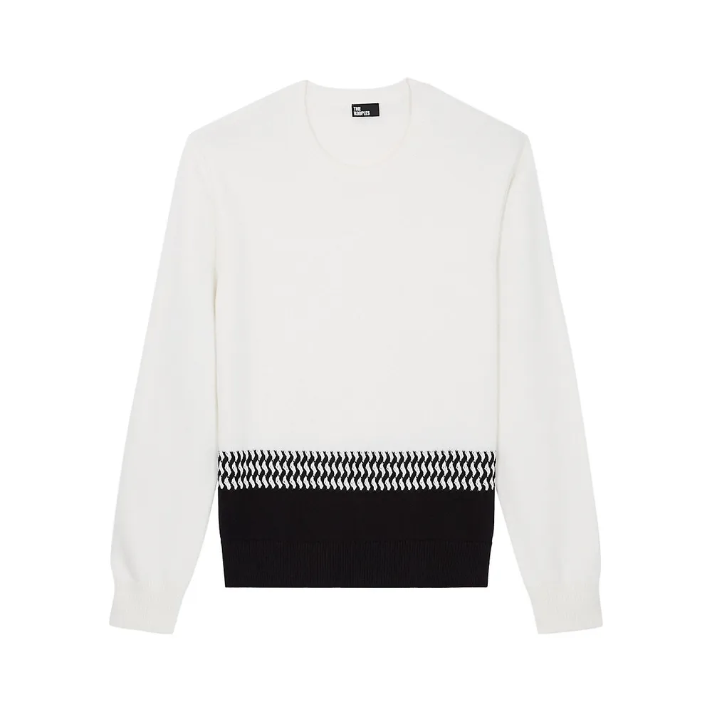 Two-Tone Cotton-Blend Sweater