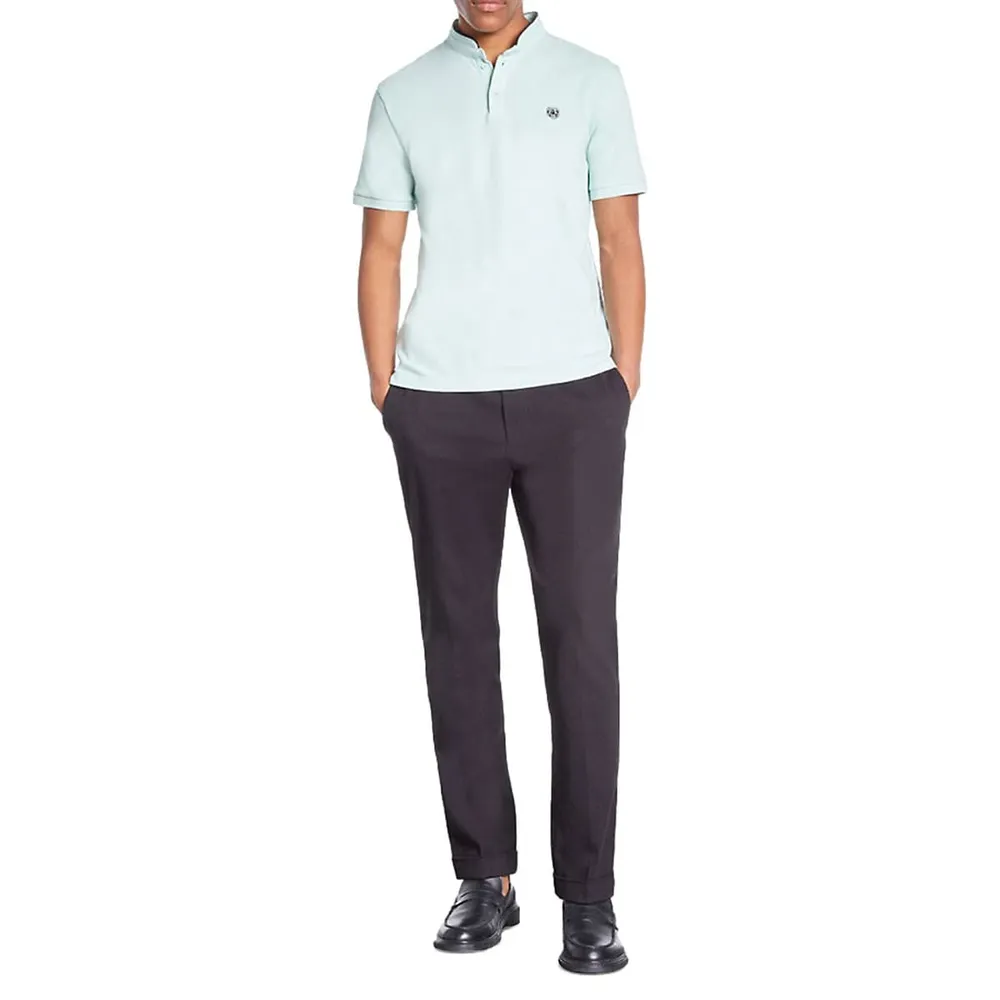 Slim-Fit Officer-Collar Polo Shirt